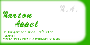 marton appel business card